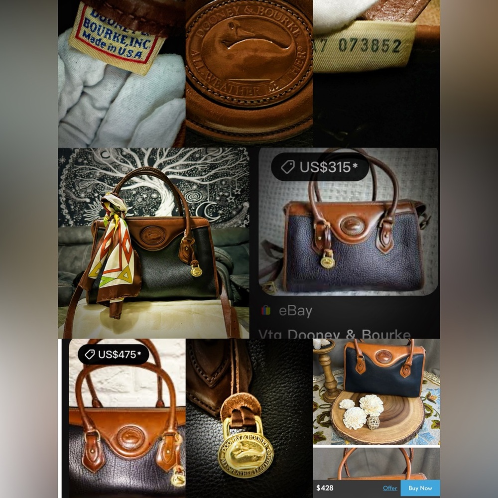 VintageY2K Dooney & Bourke tote handbag Crossbody bag Brown and Black Leather - Picture 3 of 17